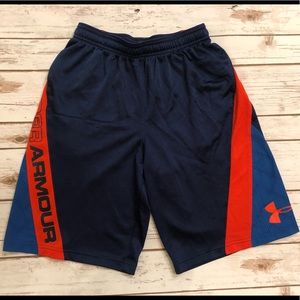 UNDER ARMOUR ATHLETIC SHORTS YOUTH L BLUE/ORANGE